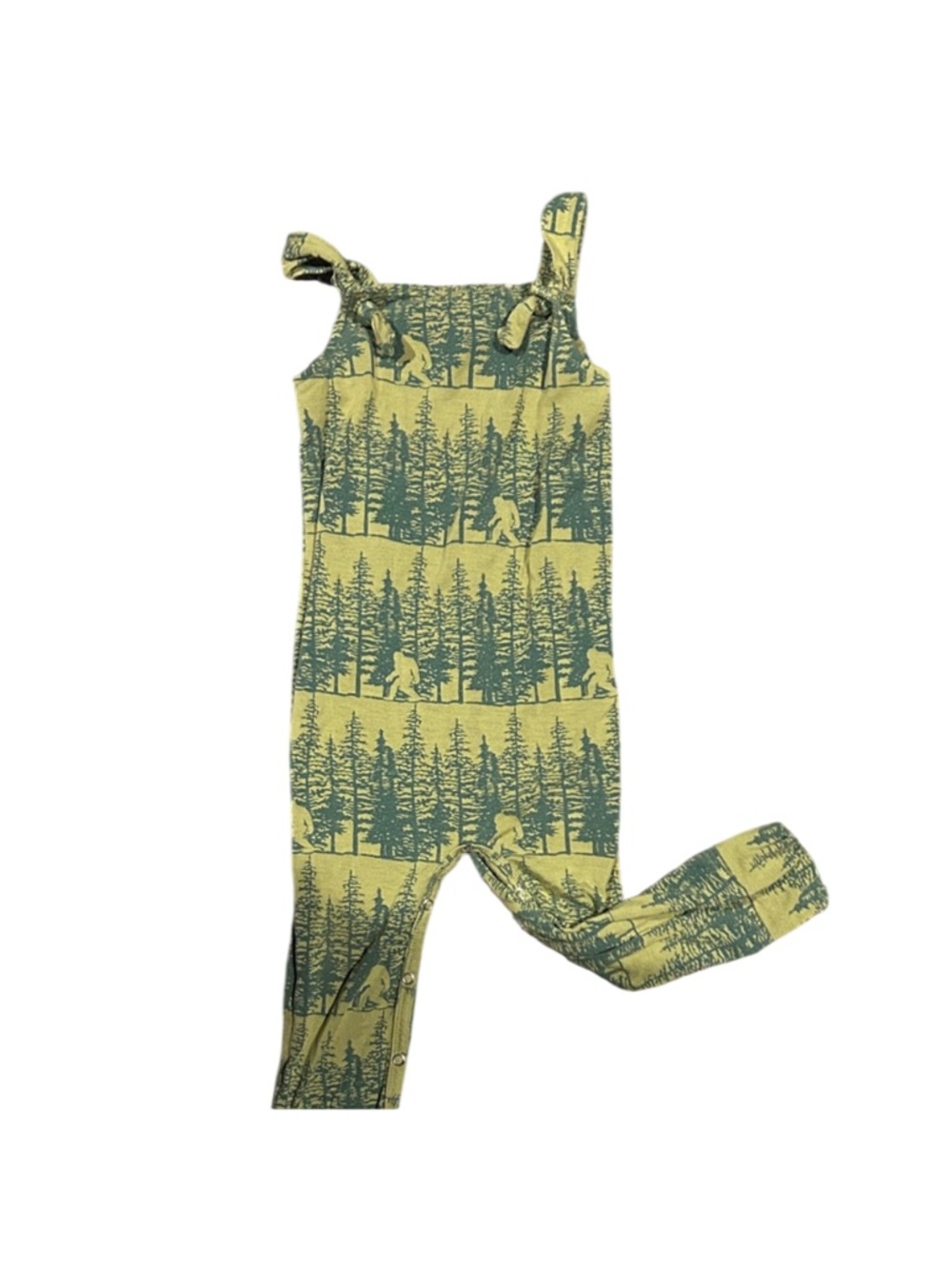 Kate Quinn Green and Yellow Kids Overalls Sasquatch